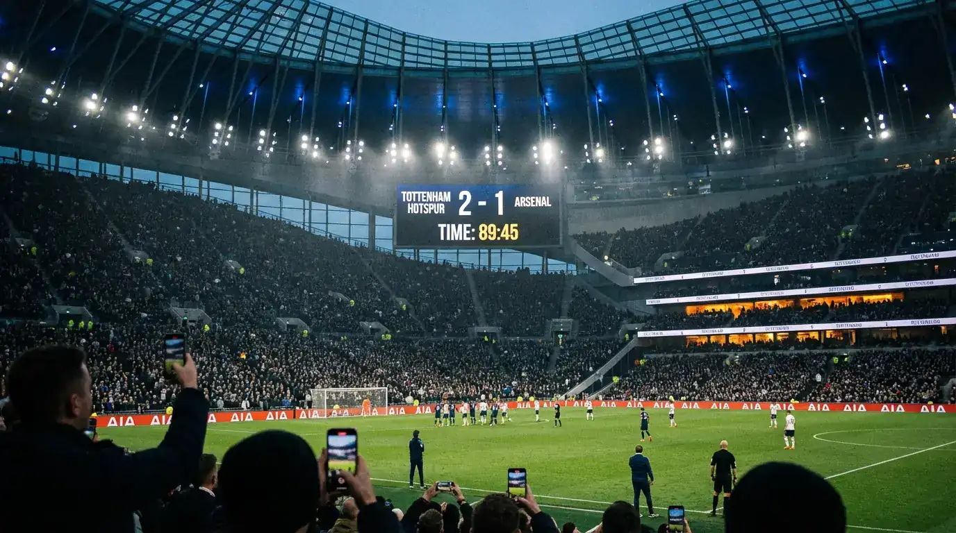 Tableau d'affichage électronique dans un stade montrant les scores d'un match de football international